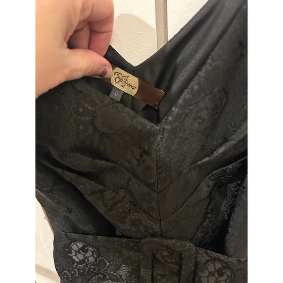 Eva Franco Black Belted Dress Size 0 - Picture 5 of 5
